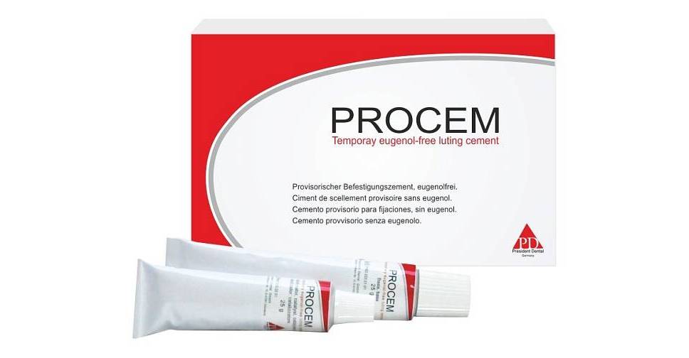 Procem Temporary безэвгенольный цемент для временной фиксации President Dental