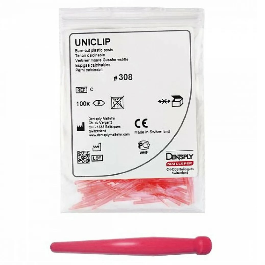 Штифты беззольные Розовые UNICLIP №308 DENTSPLY Maillefer