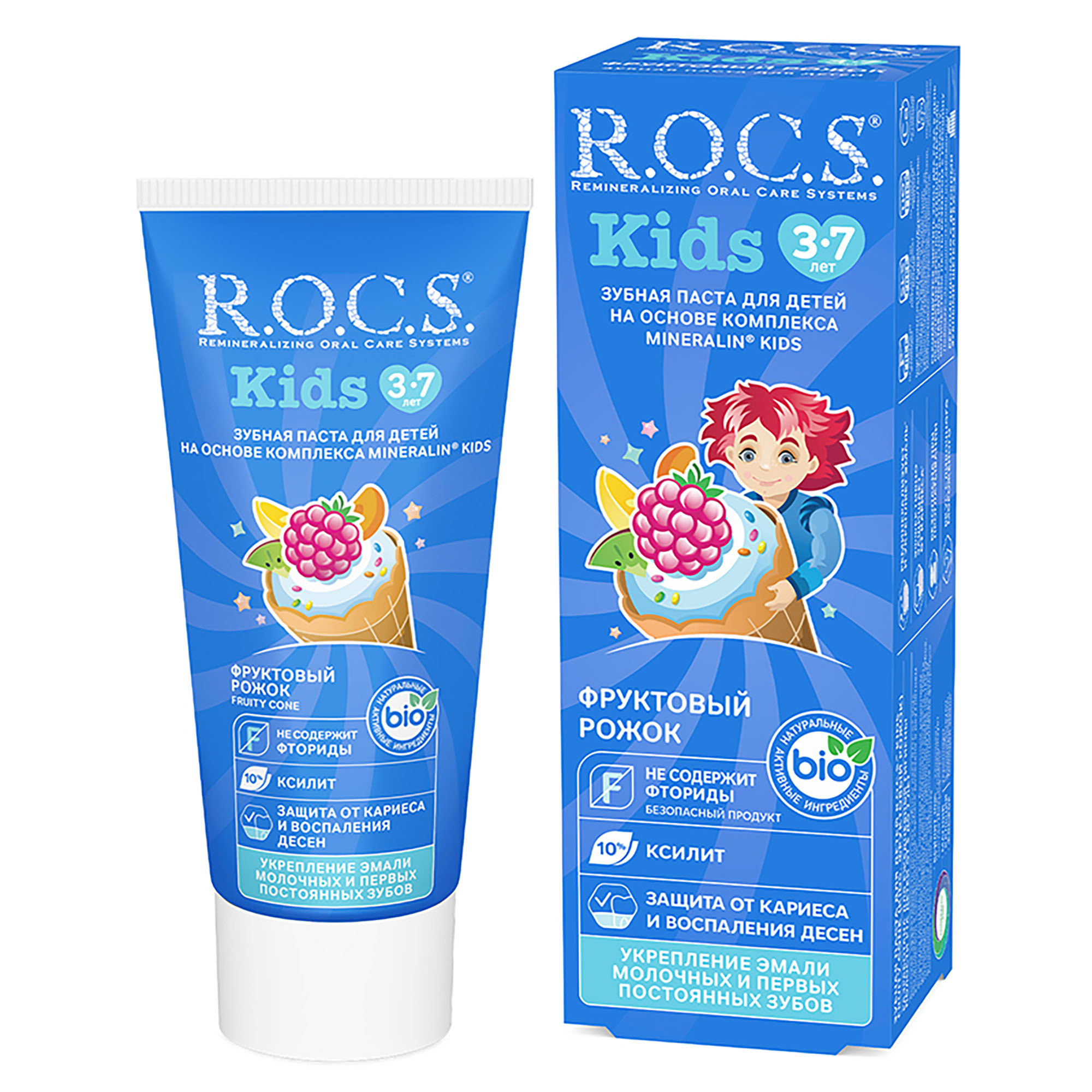 Зубная паста ROCS для детей Фруктовый рожок (без фтора) 45гр