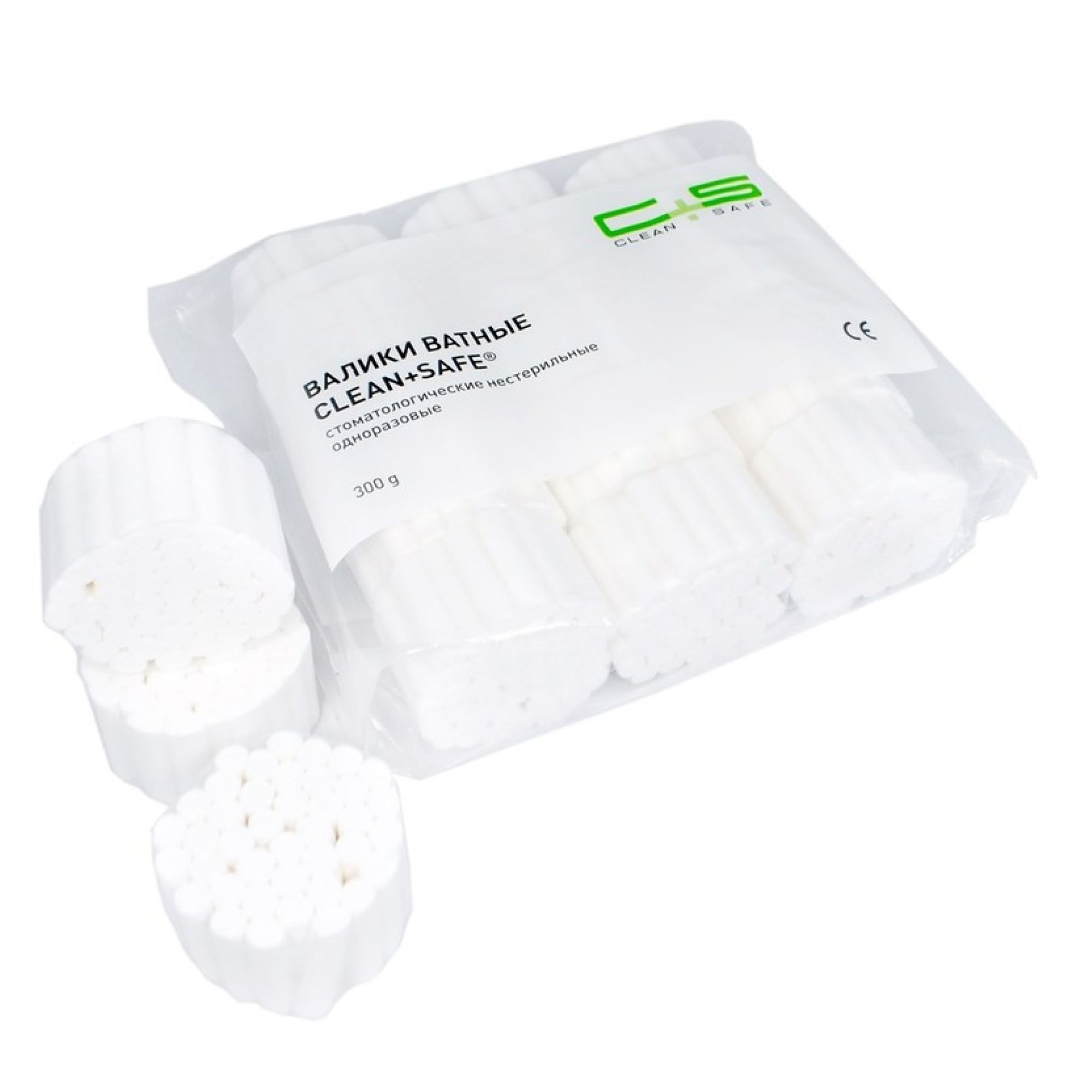 Валики ватные Clean+Safe стоматологические нестерильные одноразовые, №1