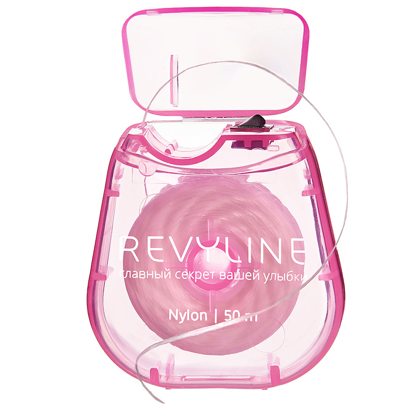 Зубная нить Bubble Gum вощеная, нейлон 50м, розовая, Revyline
