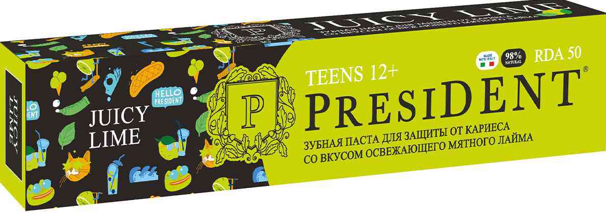 Зубная паста PRESIDENT JUICY LIME 12+