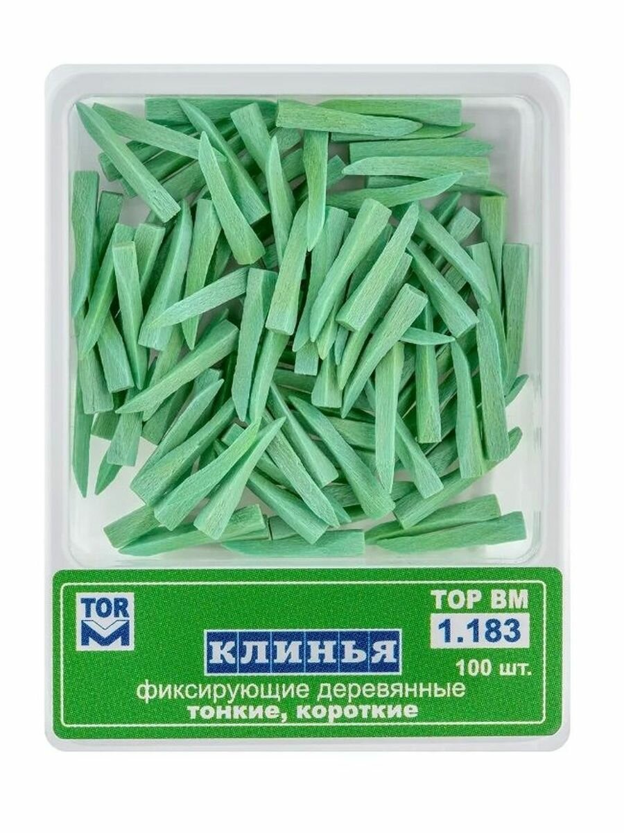 Клинья деревянные тонкие, зеленые, 100шт 1.183 "ТОР ВМ"