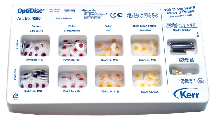 Диски полировочные OptiDisc Assorted kit  (набор 240шт,9,6мм,12,6мм) Kerr