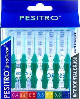 Межзубные щетки (ершики) для чистки зубов с прорезиненной ручкой PESITRO (0,8 мм зел.,6шт. в упак)