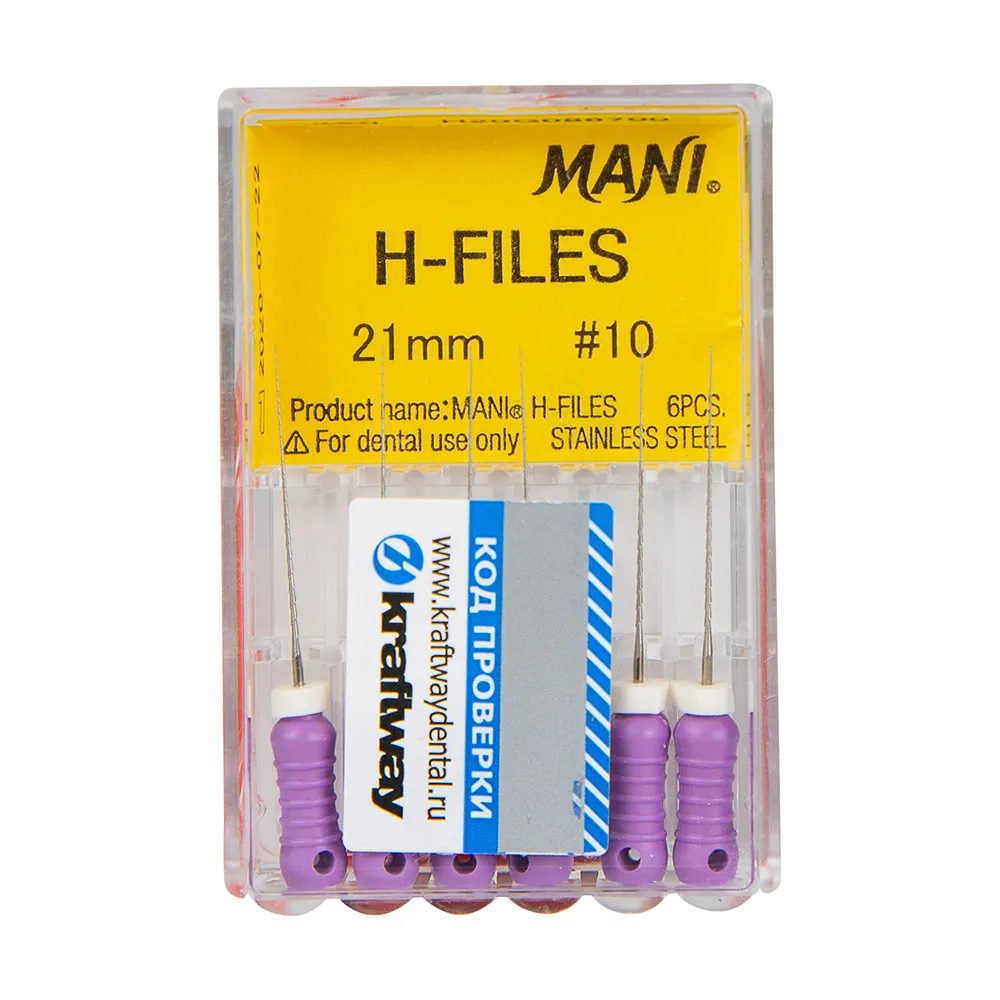 Н-Файлы Mani - корневые буравы ручн 21 мм (6 шт.), ISO - 10