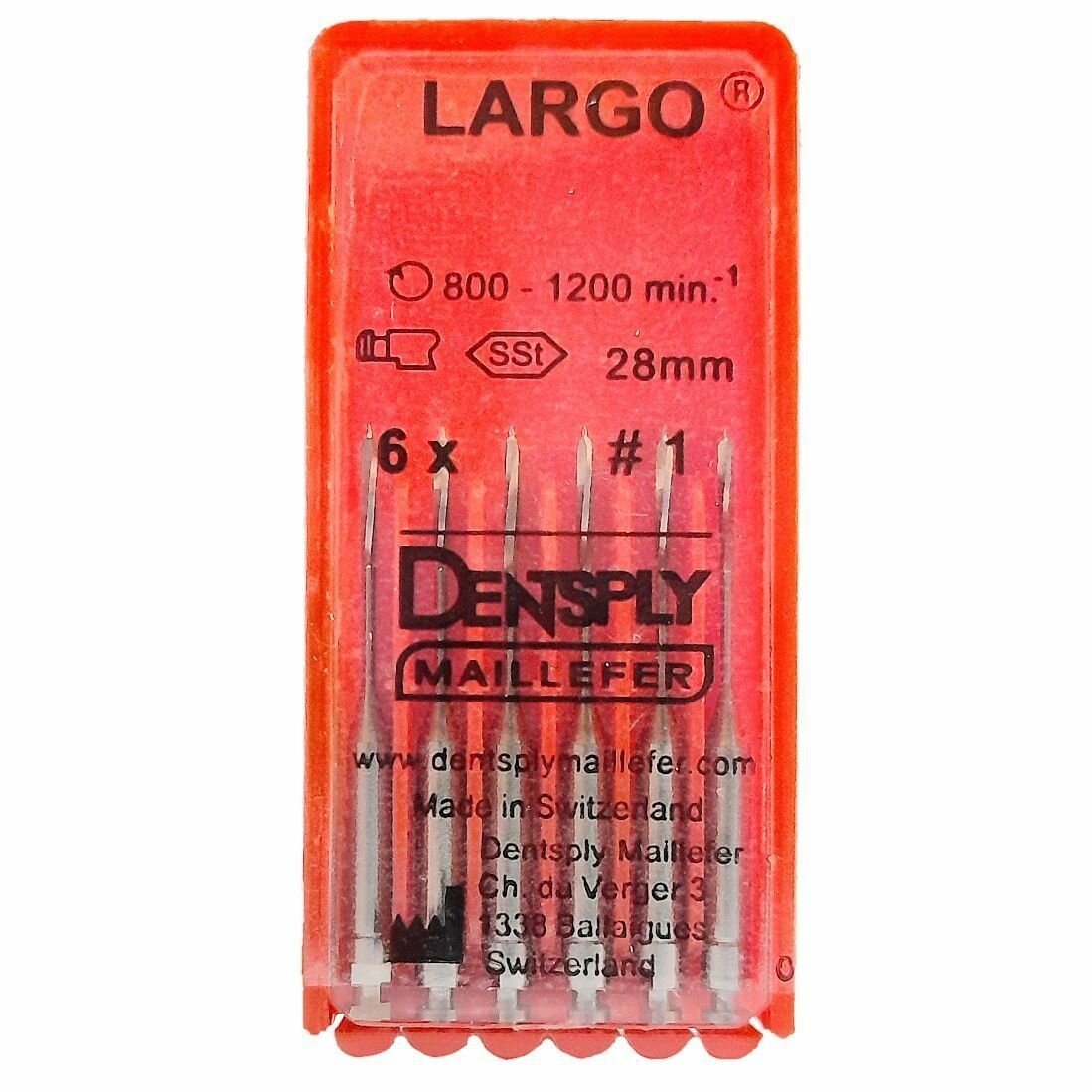Дрильборы Largo  №1  28мм 6шт DENTSPLY Maillefer