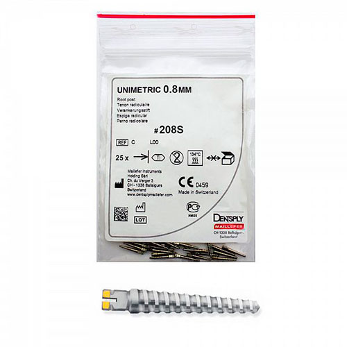 Штифты титан. Unimetric 0.8мм 208-S 25шт   DENTSPLY Maillefer