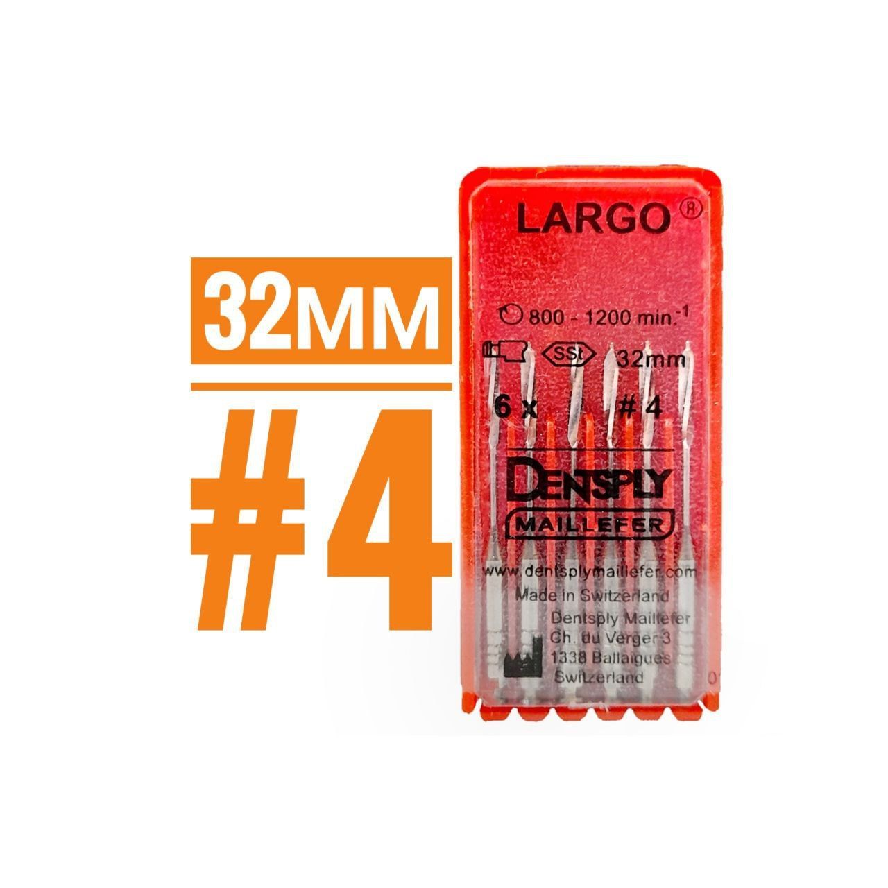 Дрильборы Largo  №4  32мм 6шт DENTSPLY Maillefer