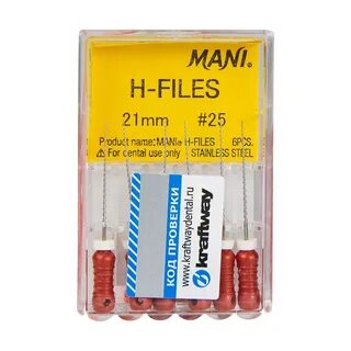 Н-Файлы Mani - корневые буравы ручн 21 мм (6 шт.), ISO - 25