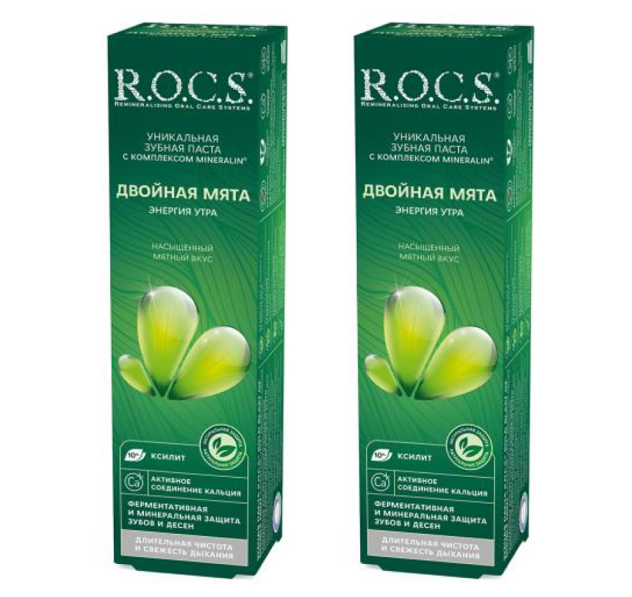 Зубная паста набор ROCS 1+1 Двойная мята 2х74гр
