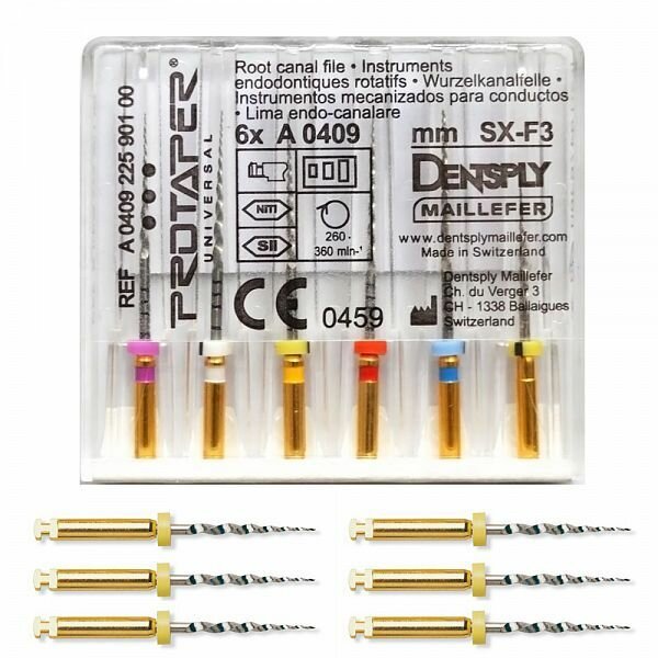 Протейперы РУЧНЫЕ ассорти 25мм F1,F2,F3,S1,S2,SX  6шт DENTSPLY Maillefer