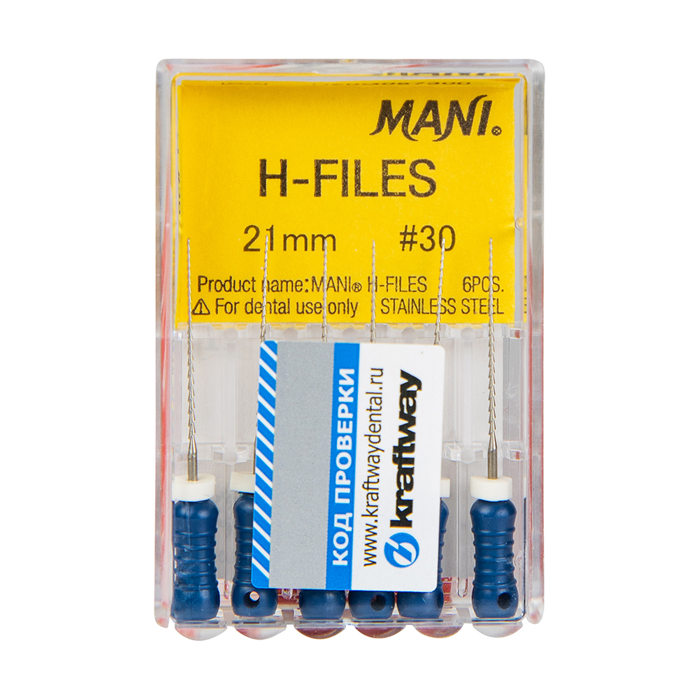 Н-Файлы Mani - корневые буравы ручн 21 мм (6 шт.), ISO - 30