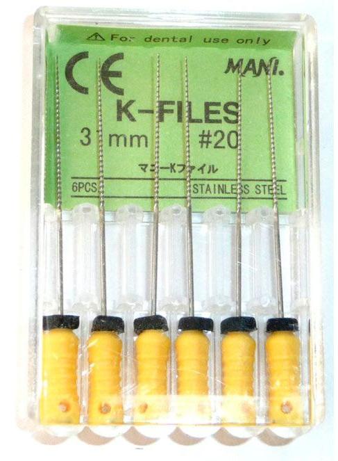К-Файлы Mani - дрильборы ручн 31 мм. (6 шт.), ISO - 20
