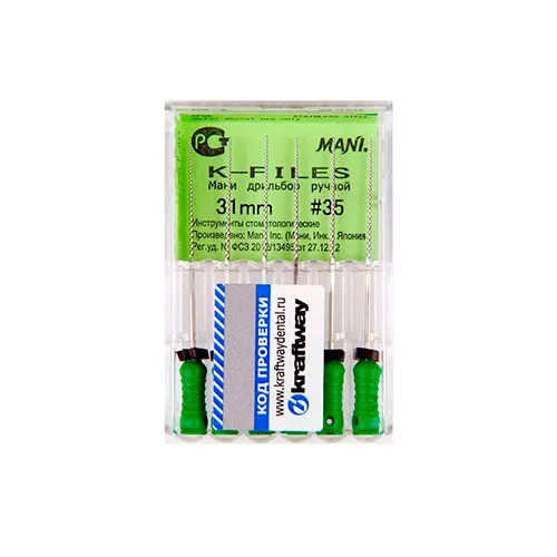 К-Файлы Mani - дрильборы ручн 31 мм. (6 шт.), ISO - 35