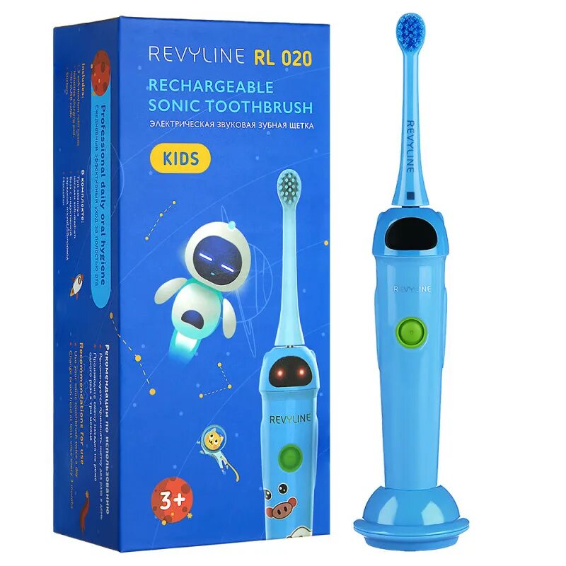 Электрическая зубная щетка детская, синяя RL 020 Kids, Revyline
