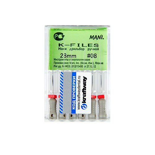 К-Файлы Mani - дрильборы ручн 28 мм. (6 шт.), ISO - 08