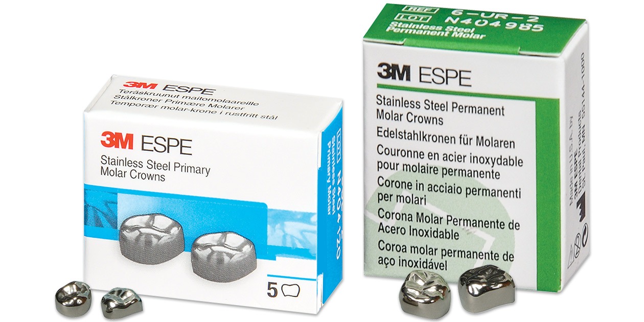 Коронки из нерж. стали Stainless Stell Crowns для врем-х зубов, второй верхний правый EUR5 (2шт), 3M