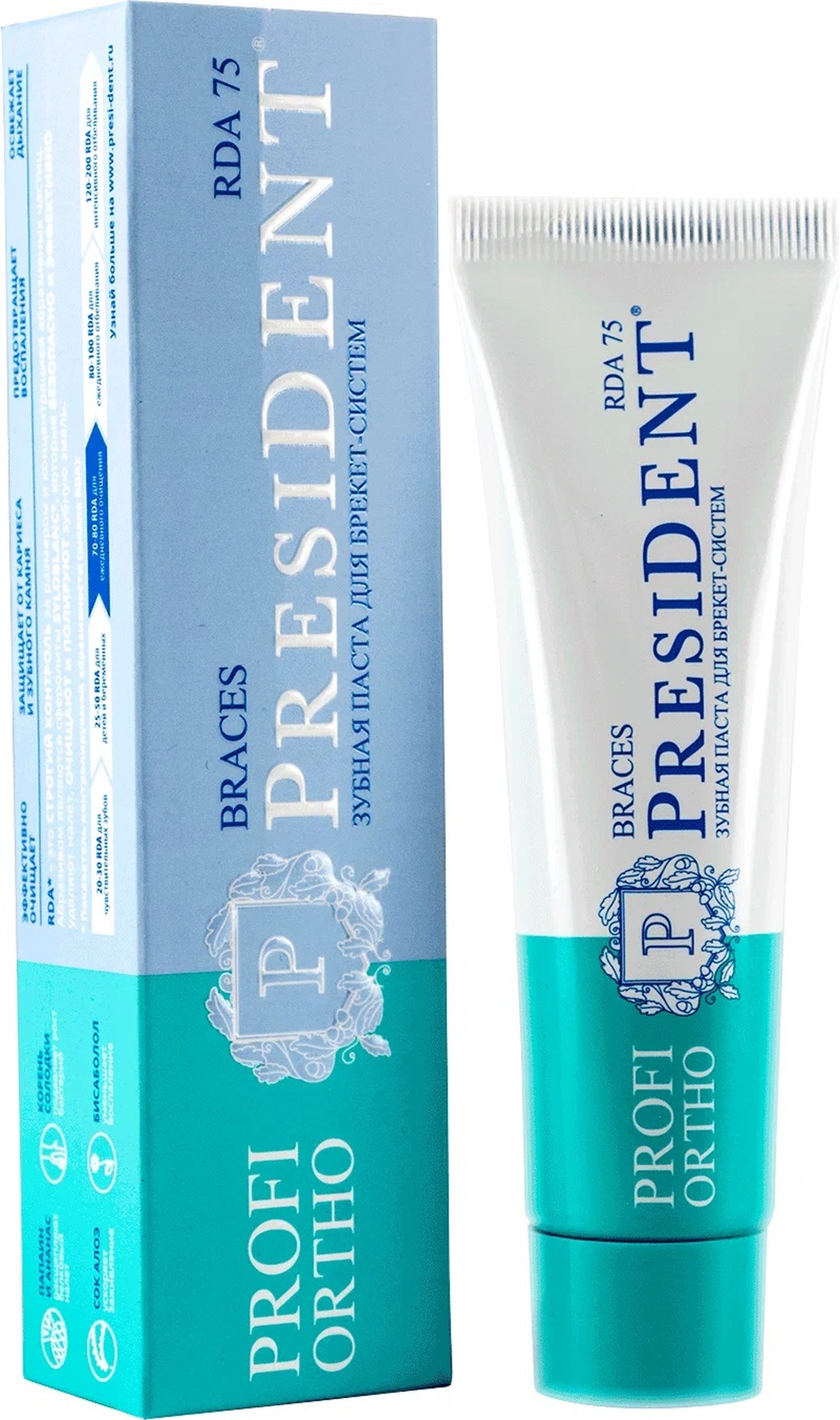 Зубная паста PRESIDENT Profi Ortho Braces 50мл