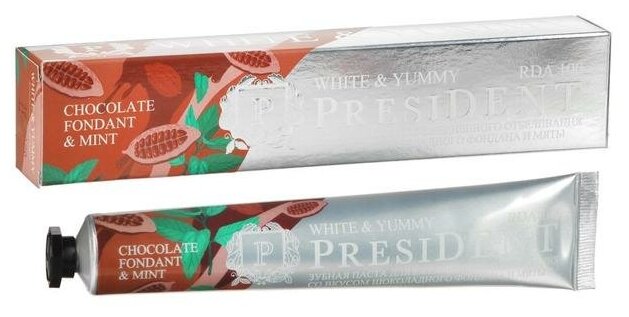 Зубная паста PRESIDENT White Yummy Шоколадный фондан с мятой 75г