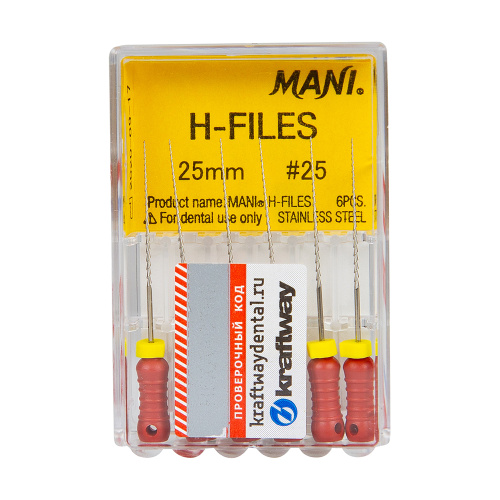 RT- Файлы Mani (6 шт.)- 25 мм. ISO-25 гибкие файлы  с эффективной режущей кромкой