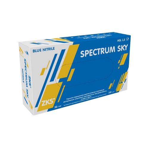 Перчатки нитрил ZKS "Spectrum SKY" голубой 50 пар