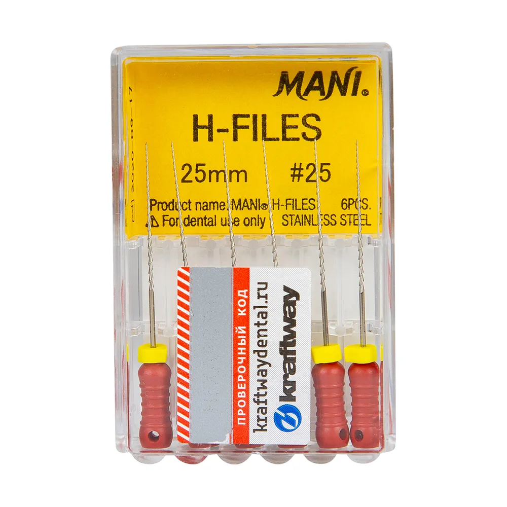 Н-Файлы Mani - корневые буравы ручн 25 мм (6 шт.), ISO - 25