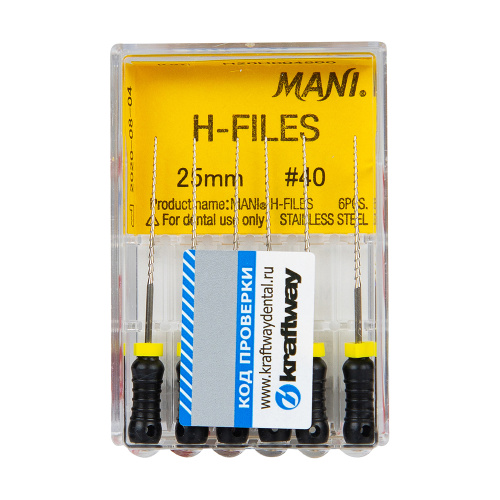 Н-Файлы Mani - корневые буравы ручн 25 мм (6 шт.), ISO - 40