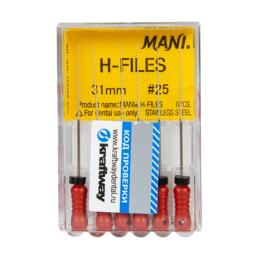 Н-Файлы Mani - корневые буравы ручн 31 мм (6 шт.), ISO - 25