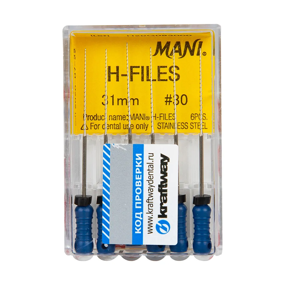 Н-Файлы Mani - корневые буравы ручн 31 мм (6 шт.), ISO - 30