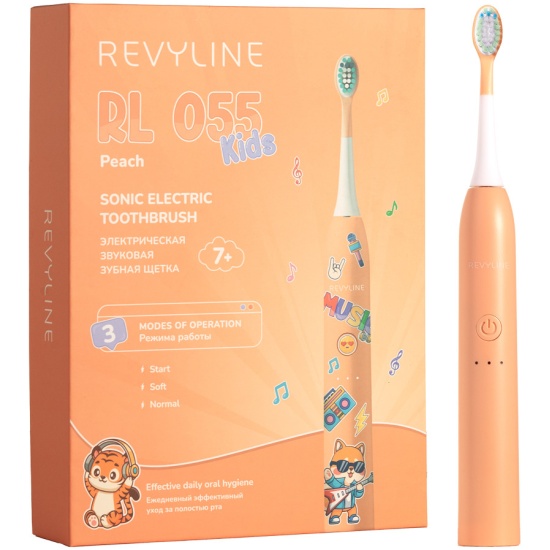Электрическая зубная щетка RL 055 Kids, персик Revyline