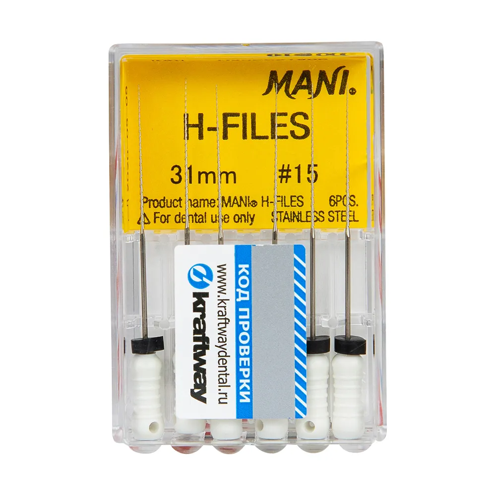 Н-Файлы Mani - корневые буравы ручн 31 мм (6 шт.), ISO - 15