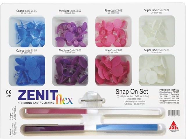 ZENIT flex Pop On Set Диски вставные шлифовальные (8х20диски,20полосок), President Dental