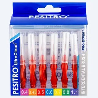 Межзубные щетки (ершики) для чистки зубов с прорезиненной ручкой PESITRO (0,5 мм красн.,6шт. в упак)